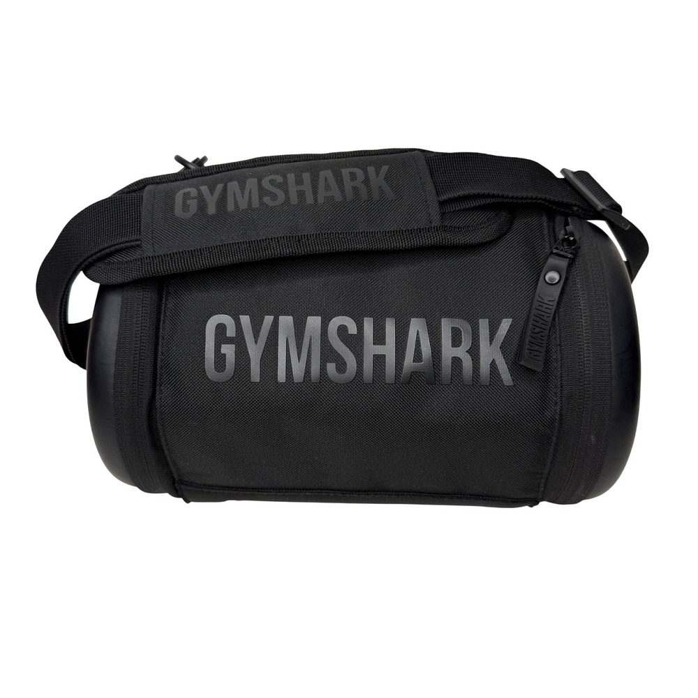 Gymshark Black Barrel Bag Small Gym Duffel Adjustable Padded Strap ID Window